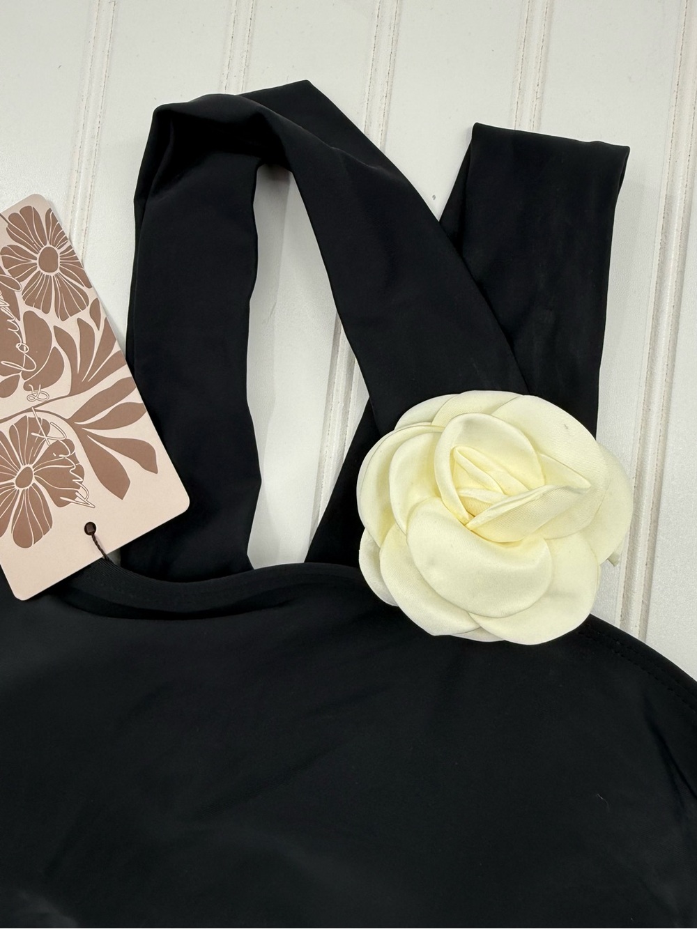 NWT Knit and Lounge One Shoulder Floral Detail Asymmetrical High Waist Swimsuit - Picture 5 of 14